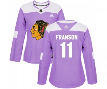 Women Adidas Chicago Blackhawks #11 Cody Franson Authentic Purple Fights Cancer Practice NHL Jersey