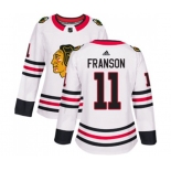 Women Adidas Chicago Blackhawks #11 Cody Franson Authentic White Away NHL Jersey