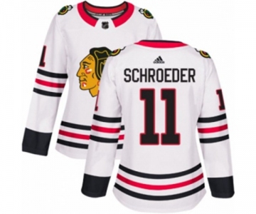 Women Adidas Chicago Blackhawks #11 Jordan Schroeder Authentic White Away NHL Jersey