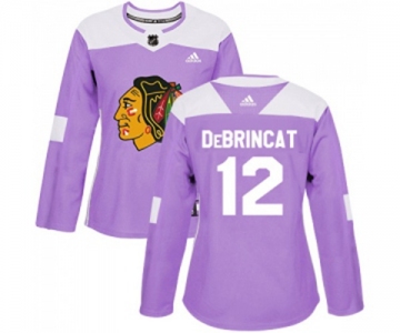 Women Adidas Chicago Blackhawks #12 Alex DeBrincat Authentic Purple Fights Cancer Practice NHL Jersey