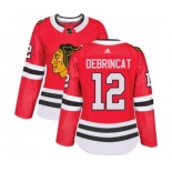 Women Adidas Chicago Blackhawks #12 Alex DeBrincat Authentic Red Home NHL Jersey