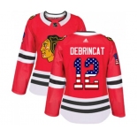 Women Adidas Chicago Blackhawks #12 Alex DeBrincat Authentic Red USA Flag Fashion NHL Jersey