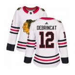 Women Adidas Chicago Blackhawks #12 Alex DeBrincat Authentic White Away NHL Jersey