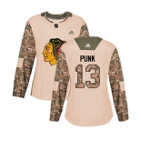 Women Adidas Chicago Blackhawks #13 CM Punk Authentic Camo Veterans Day Practice NHL Jersey