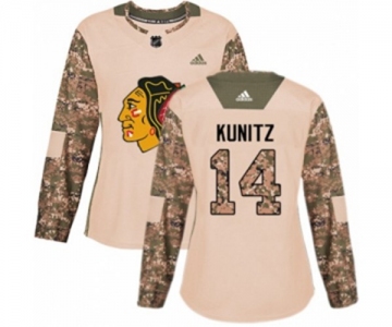 Women Adidas Chicago Blackhawks #14 Chris Kunitz Authentic Camo Veterans Day Practice NHL Jersey