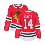 Women Adidas Chicago Blackhawks #14 Chris Kunitz Authentic Red Home NHL Jersey