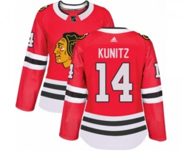 Women Adidas Chicago Blackhawks #14 Chris Kunitz Authentic Red Home NHL Jersey