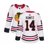 Women Adidas Chicago Blackhawks #14 Chris Kunitz Authentic White Away NHL Jersey