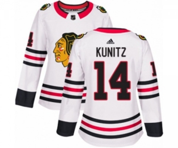 Women Adidas Chicago Blackhawks #14 Chris Kunitz Authentic White Away NHL Jersey