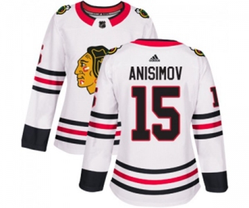 Women Adidas Chicago Blackhawks #15 Artem Anisimov Authentic White Away NHL Jersey