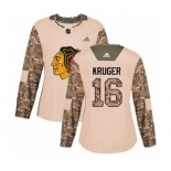 Women Adidas Chicago Blackhawks #16 Marcus Kruger Authentic Camo Veterans Day Practice NHL Jersey