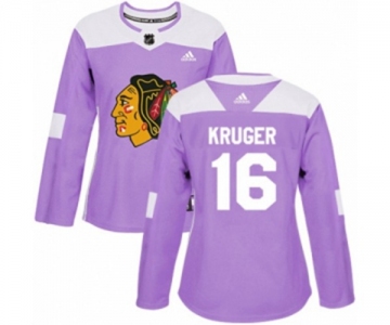 Women Adidas Chicago Blackhawks #16 Marcus Kruger Authentic Purple Fights Cancer Practice NHL Jersey