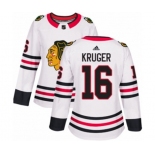 Women Adidas Chicago Blackhawks #16 Marcus Kruger Authentic White Away NHL Jersey