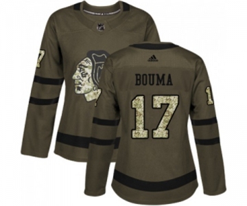 Women Adidas Chicago Blackhawks #17 Lance Bouma Authentic Green Salute to Service NHL Jersey