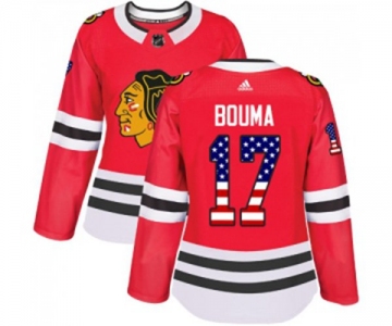 Women Adidas Chicago Blackhawks #17 Lance Bouma Authentic Red USA Flag Fashion NHL Jersey