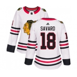 Women Adidas Chicago Blackhawks #18 Denis Savard Authentic White Away NHL Jersey