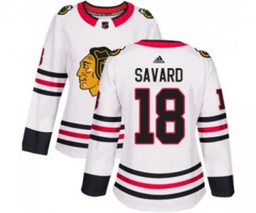 Women Adidas Chicago Blackhawks #18 Denis Savard Authentic White Away NHL Jersey