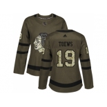 Women Adidas Chicago Blackhawks #19 Jonathan Toews Green Salute to Service Stitched NHL Jersey