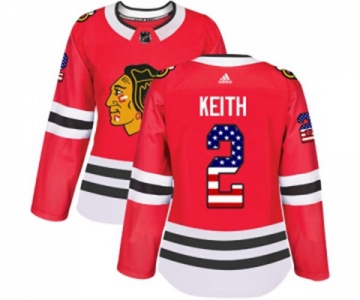 Women Adidas Chicago Blackhawks #2 Duncan Keith Authentic Red USA Flag Fashion NHL Jersey