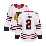 Women Adidas Chicago Blackhawks #2 Duncan Keith Authentic White Away NHL Jersey