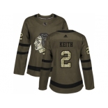 Women Adidas Chicago Blackhawks #2 Duncan Keith Green Salute to Service Stitched NHL Jersey