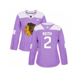 Women Adidas Chicago Blackhawks #2 Duncan Keith Purple Authentic Fights Cancer Stitched NHL Jersey