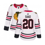 Women Adidas Chicago Blackhawks #20 Brandon Saad Authentic White Away NHL Jersey