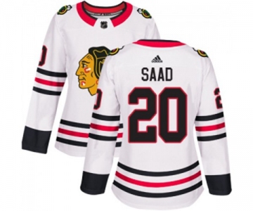 Women Adidas Chicago Blackhawks #20 Brandon Saad Authentic White Away NHL Jersey