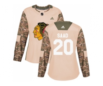 Women Adidas Chicago Blackhawks #20 Brandon Saad Camo Authentic 2017 Veterans Day Stitched NHL Jersey