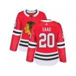 Women Adidas Chicago Blackhawks #20 Brandon Saad Red Home Authentic Stitched NHL Jersey