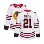 Women Adidas Chicago Blackhawks #21 Stan Mikita Authentic White Away NHL Jersey