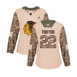 Women Adidas Chicago Blackhawks #22 Jordin Tootoo Authentic Camo Veterans Day Practice NHL Jersey