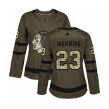 Women Adidas Chicago Blackhawks #23 Brandon Manning Authentic Green Salute to Service NHL Jersey