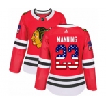 Women Adidas Chicago Blackhawks #23 Brandon Manning Authentic Red USA Flag Fashion NHL Jersey