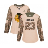 Women Adidas Chicago Blackhawks #23 Michael Jordan Authentic Camo Veterans Day Practice NHL Jersey