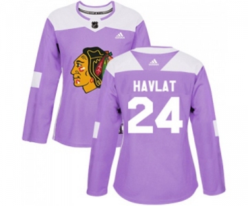 Women Adidas Chicago Blackhawks #24 Martin Havlat Authentic Purple Fights Cancer Practice NHL Jersey