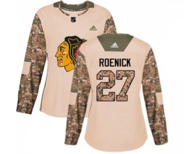 Women Adidas Chicago Blackhawks #27 Jeremy Roenick Authentic Camo Veterans Day Practice NHL Jersey