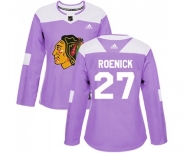 Women Adidas Chicago Blackhawks #27 Jeremy Roenick Authentic Purple Fights Cancer Practice NHL Jersey