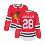 Women Adidas Chicago Blackhawks #28 Henri Jokiharju Authentic Red Home NHL Jersey