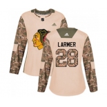 Women Adidas Chicago Blackhawks #28 Steve Larmer Authentic Camo Veterans Day Practice NHL Jersey