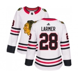 Women Adidas Chicago Blackhawks #28 Steve Larmer Authentic White Away NHL Jersey