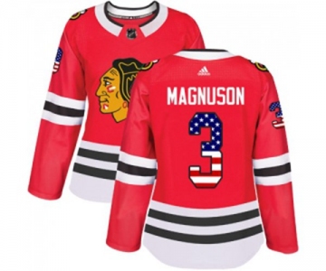 Women Adidas Chicago Blackhawks #3 Keith Magnuson Authentic Red USA Flag Fashion NHL Jersey