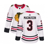 Women Adidas Chicago Blackhawks #3 Keith Magnuson Authentic White Away NHL Jersey