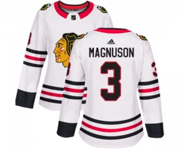 Women Adidas Chicago Blackhawks #3 Keith Magnuson Authentic White Away NHL Jersey