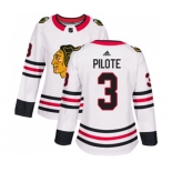 Women Adidas Chicago Blackhawks #3 Pierre Pilote Authentic White Away NHL Jersey