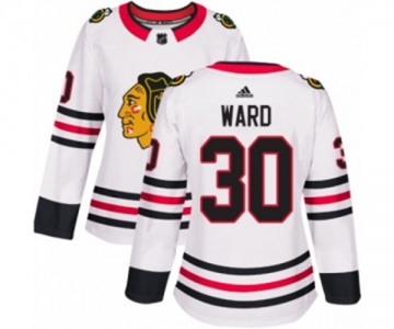 Women Adidas Chicago Blackhawks #30 Cam Ward Authentic White Away NHL Jersey