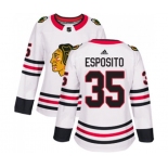 Women Adidas Chicago Blackhawks #35 Tony Esposito Authentic White Away NHL Jersey