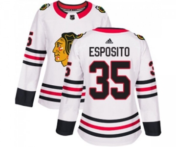 Women Adidas Chicago Blackhawks #35 Tony Esposito Authentic White Away NHL Jersey