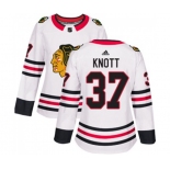 Women Adidas Chicago Blackhawks #37 Graham Knott Authentic White Away NHL Jersey