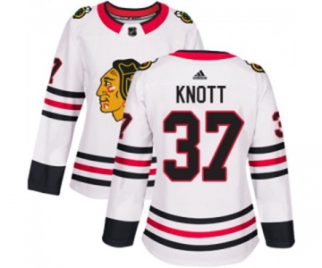 Women Adidas Chicago Blackhawks #37 Graham Knott Authentic White Away NHL Jersey